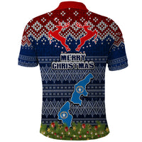 Northern Mariana Islands Christmas Polo Shirt Coat of Arms and Map Beautiful Merry Xmas Snowflake LT03 - Polynesian Pride