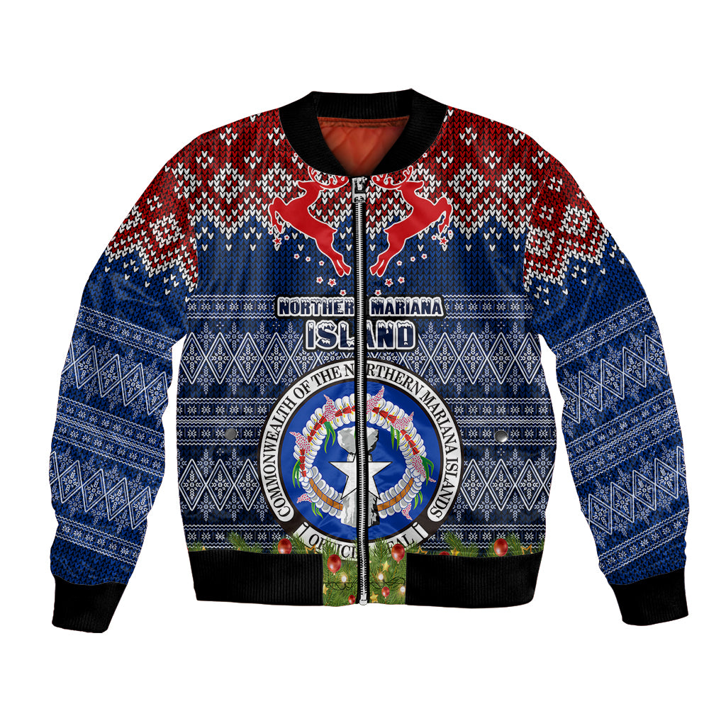 personalised-northern-mariana-islands-christmas-bomber-jacket-coat-of-arms-and-map-beautiful-merry-xmas-snowflake