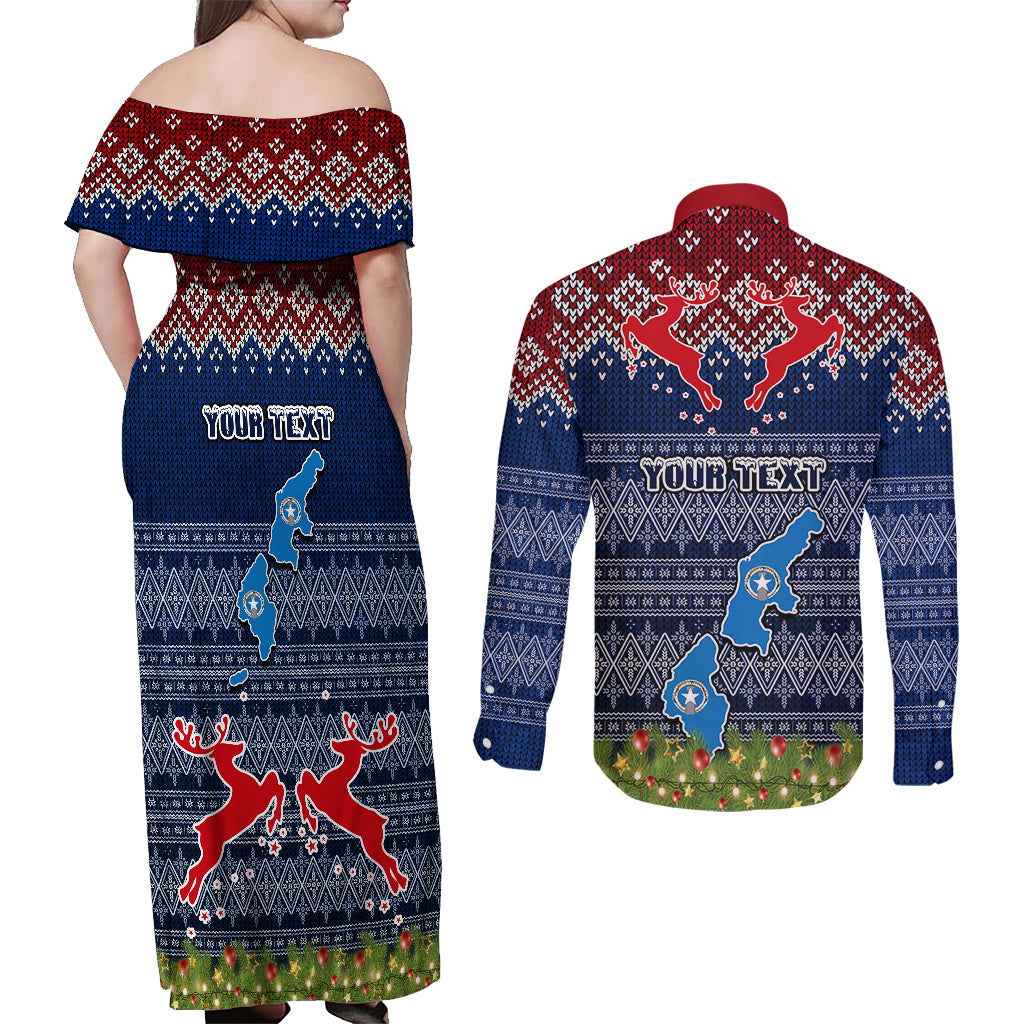 personalised-northern-mariana-islands-christmas-couples-matching-off-shoulder-maxi-dress-and-long-sleeve-button-shirts-coat-of-arms-and-map-beautiful-merry-xmas-snowflake