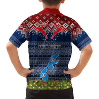 Personalised Northern Mariana Islands Christmas Family Matching Summer Maxi Dress and Hawaiian Shirt Coat of Arms and Map Beautiful Merry Xmas Snowflake LT03 - Polynesian Pride