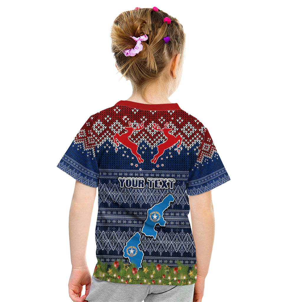 Personalised Northern Mariana Islands Christmas Kid T Shirt Coat of Arms and Map Beautiful Merry Xmas Snowflake LT03 - Polynesian Pride