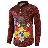 Tonga Humpback Whale Button Sweatshirt National Seal with Hibiscus and Polynesian Tattoo