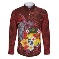 Tonga Humpback Whale Family Matching Puletasi and Hawaiian Shirt National Seal with Hibiscus and Polynesian Tattoo