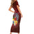 Tonga Humpback Whale Short Sleeve Bodycon Dress National Seal with Hibiscus and Polynesian Tattoo