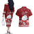 Palau Christmas Couples Matching Off The Shoulder Long Sleeve Dress and Hawaiian Shirt Snowman and Palau Coat of Arms Maori Tribal Xmas Style LT03 - Polynesian Pride