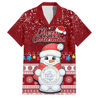 Palau Christmas Family Matching Short Sleeve Bodycon Dress and Hawaiian Shirt Snowman and Palau Coat of Arms Maori Tribal Xmas Style LT03 Dad's Shirt - Short Sleeve Red - Polynesian Pride