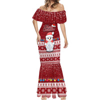 Palau Christmas Mermaid Dress Snowman and Palau Coat of Arms Maori Tribal Xmas Style LT03 - Polynesian Pride