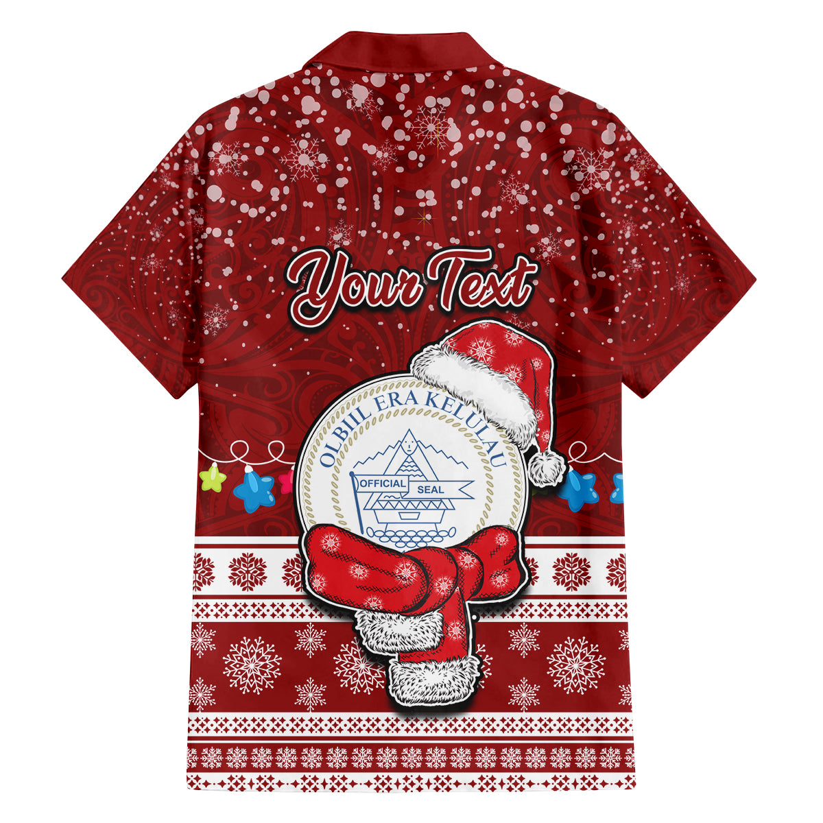 Personalised Palau Christmas Family Matching Off Shoulder Maxi Dress and Hawaiian Shirt Snowman and Palau Coat of Arms Maori Tribal Xmas Style LT03 - Polynesian Pride