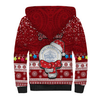 Personalised Palau Christmas Sherpa Hoodie Snowman and Palau Coat of Arms Maori Tribal Xmas Style LT03 - Polynesian Pride