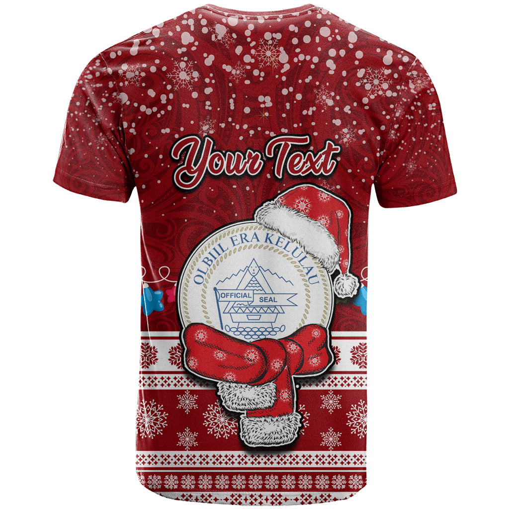 Personalised Palau Christmas T Shirt Snowman and Palau Coat of Arms Maori Tribal Xmas Style LT03 - Polynesian Pride