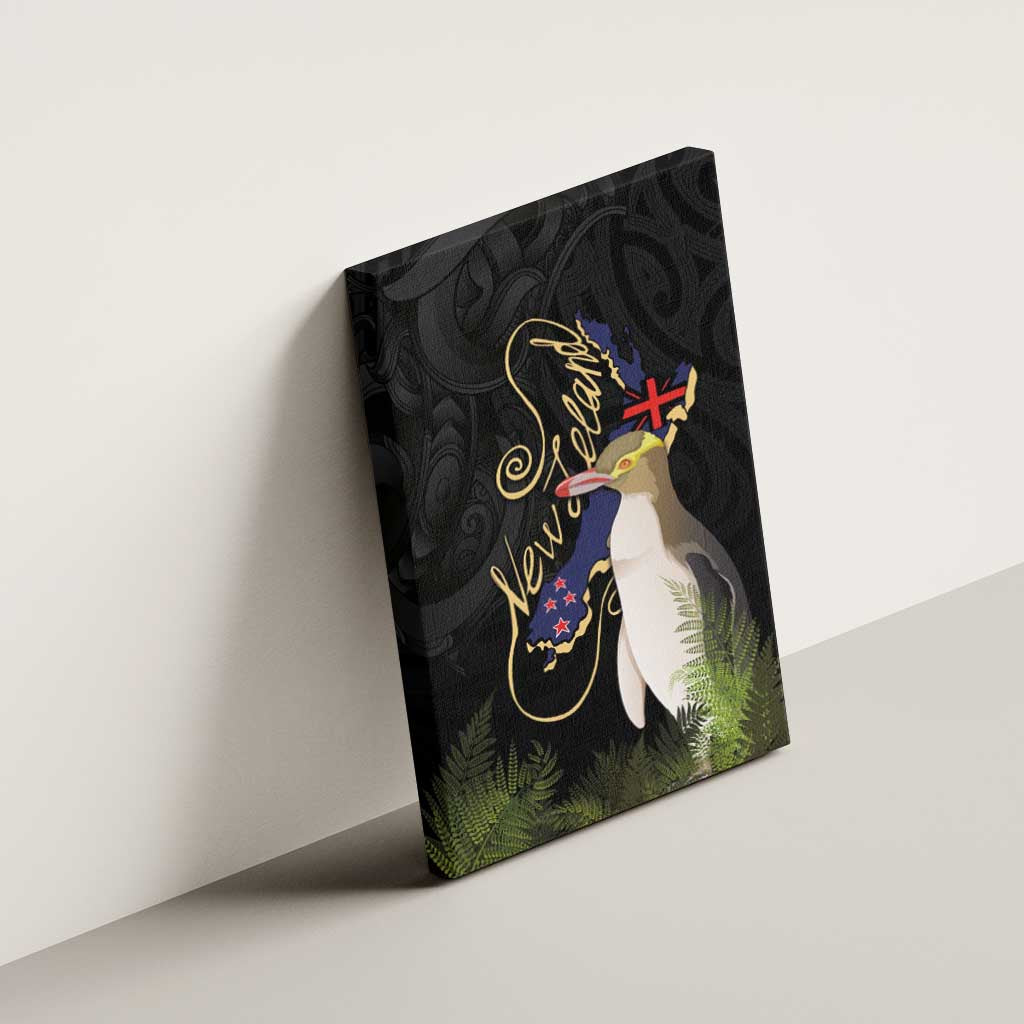 New Zealand Hoiho Canvas Wall Art Maori Art Tattoo and Silver Fern