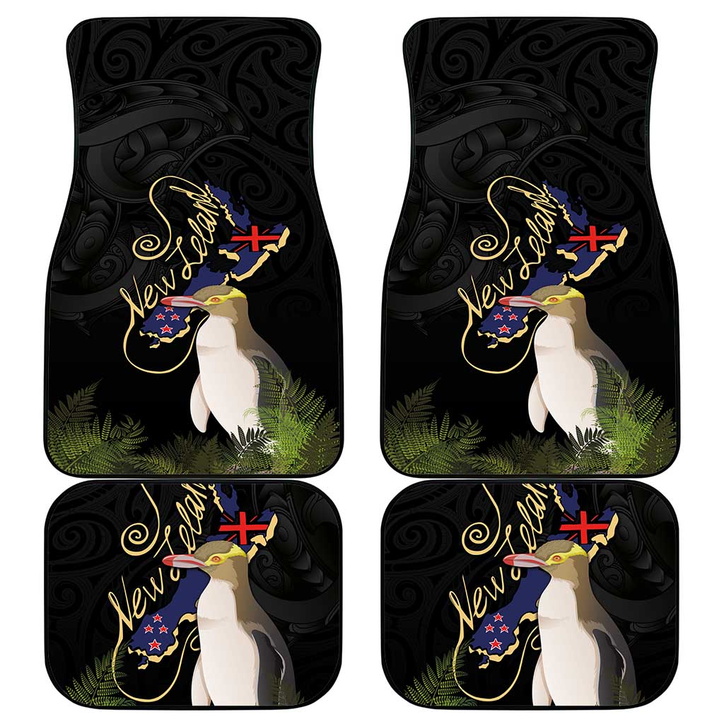 New Zealand Hoiho Car Mats Maori Art Tattoo and Silver Fern