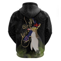 New Zealand Hoiho Hoodie Maori Art Tattoo and Silver Fern