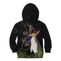 New Zealand Hoiho Kid Hoodie Maori Art Tattoo and Silver Fern