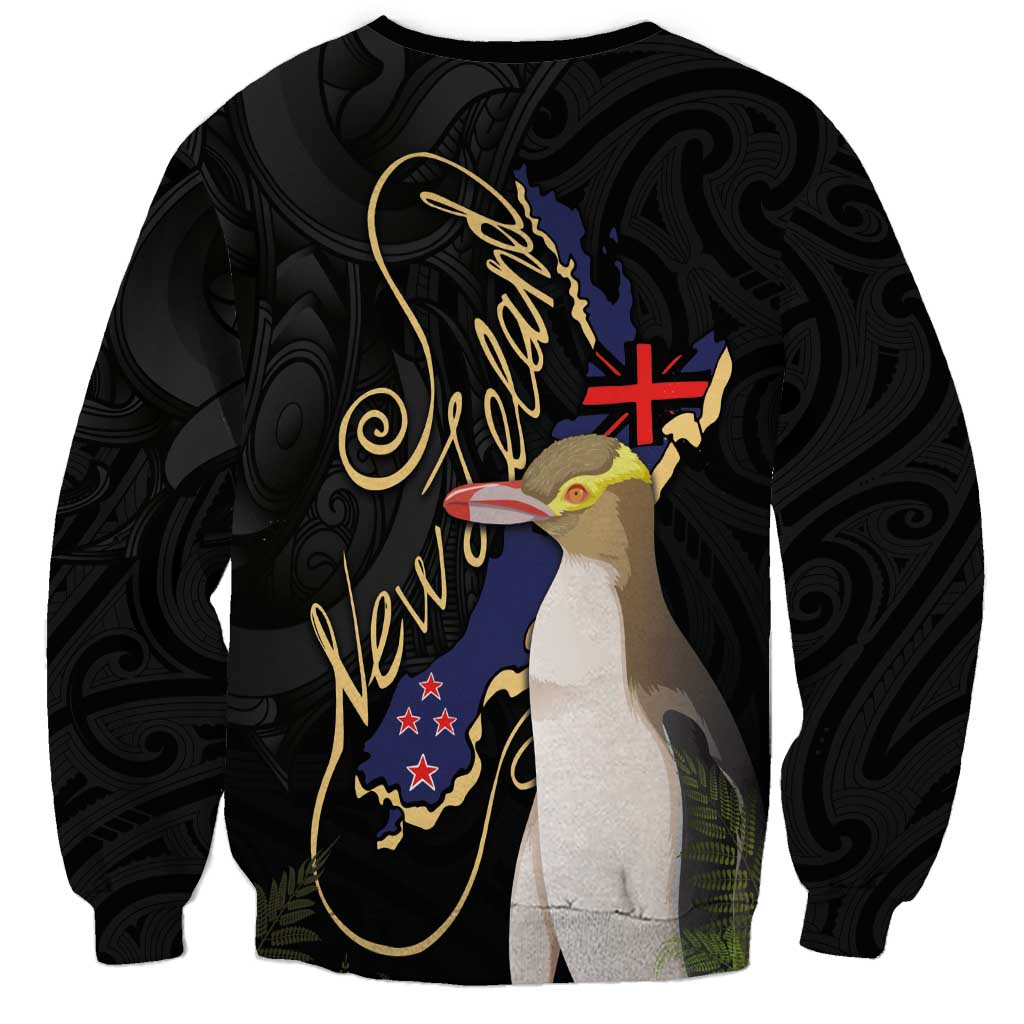 New Zealand Hoiho Sweatshirt Maori Art Tattoo and Silver Fern LT03 - Polynesian Pride