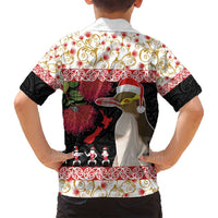 New Zealand Merry Christmas Family Matching Off Shoulder Short Dress and Hawaiian Shirt Hoiho Xmas - Haka Dance and Pohutukawa LT03 - Polynesian Pride