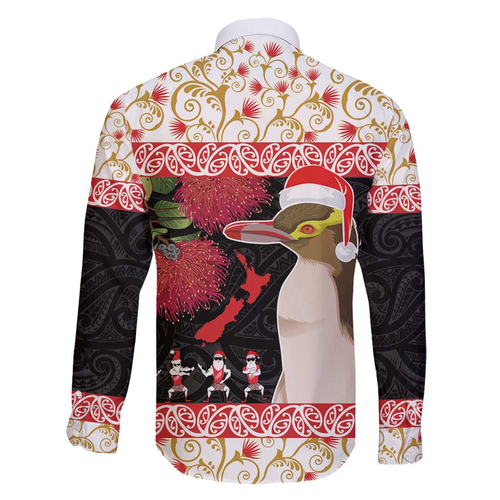 New Zealand Merry Christmas Family Matching Off Shoulder Short Dress and Hawaiian Shirt Hoiho Xmas - Haka Dance and Pohutukawa LT03 - Polynesian Pride