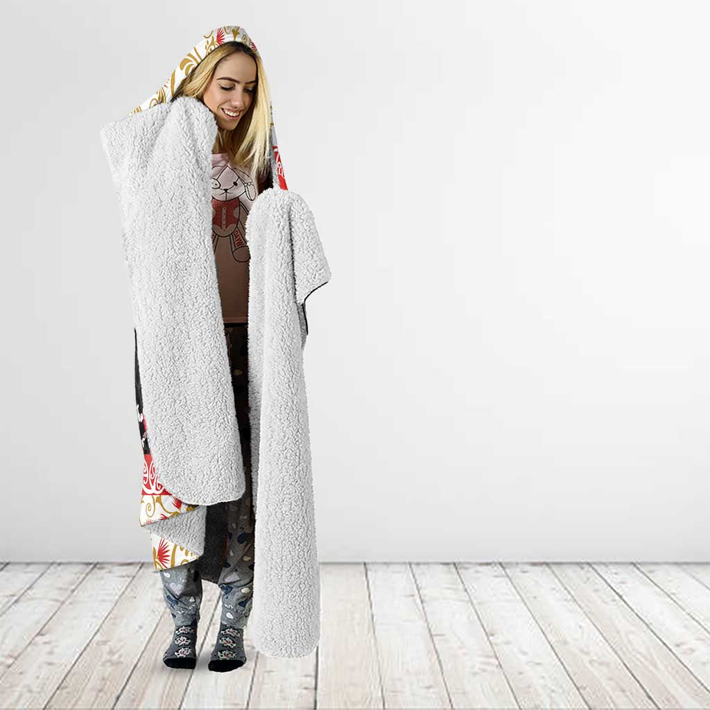 New Zealand Merry Christmas Hooded Blanket Hoiho Xmas - Haka Dance and Pohutukawa