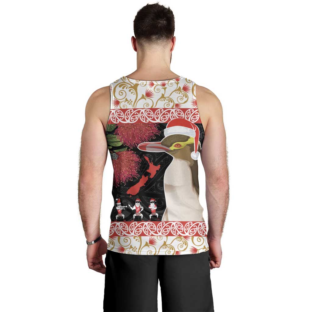 New Zealand Merry Christmas Men Tank Top Hoiho Xmas - Haka Dance and Pohutukawa