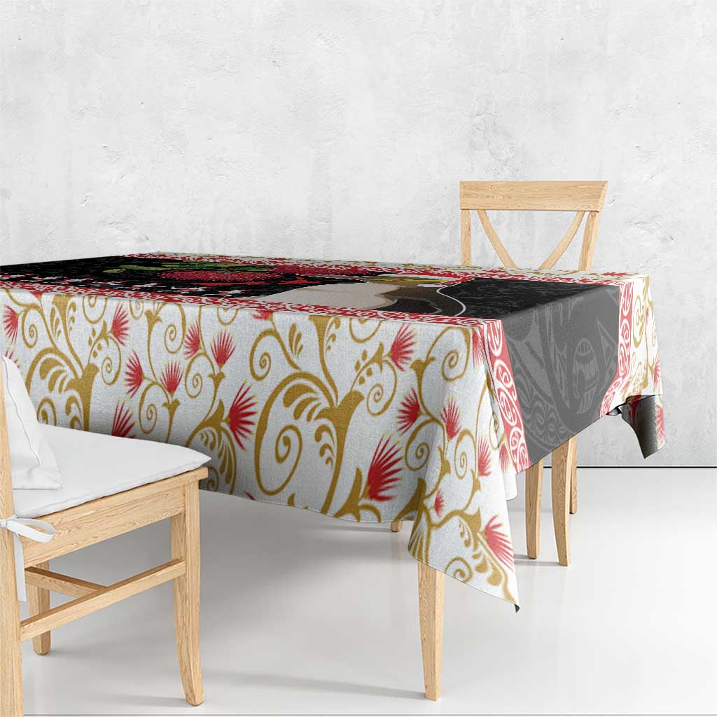 New Zealand Merry Christmas Tablecloth Hoiho Xmas - Haka Dance and Pohutukawa LT03 - Polynesian Pride
