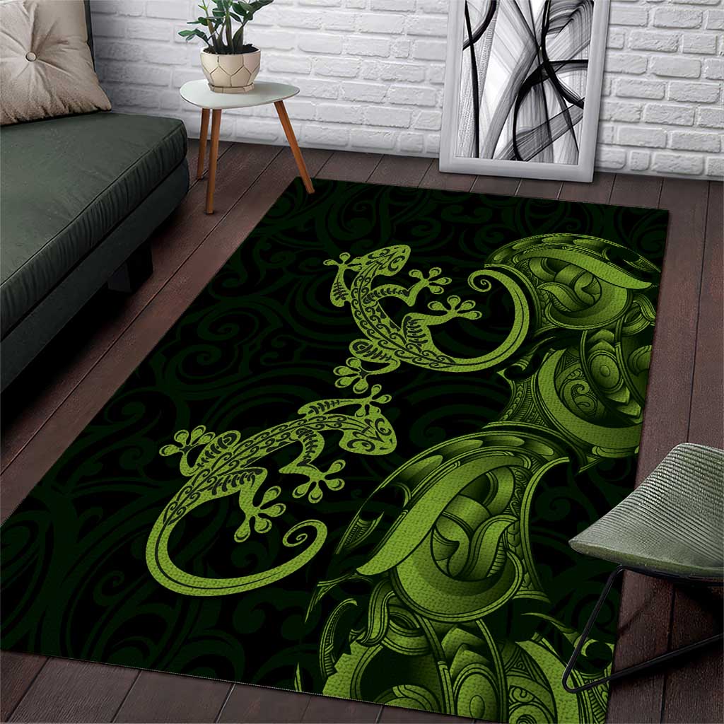 New Zealand Gecko Maori Art Tattoo Area Rug