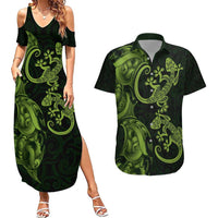 New Zealand Gecko Maori Art Tattoo Couples Matching Summer Maxi Dress and Hawaiian Shirt