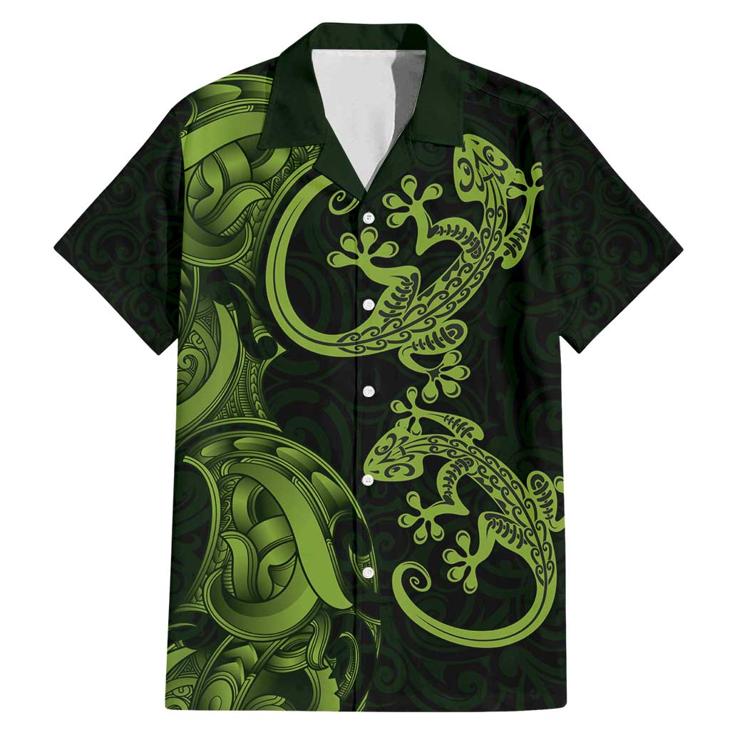 New Zealand Gecko Maori Art Tattoo Family Matching Mermaid Dress and Hawaiian Shirt