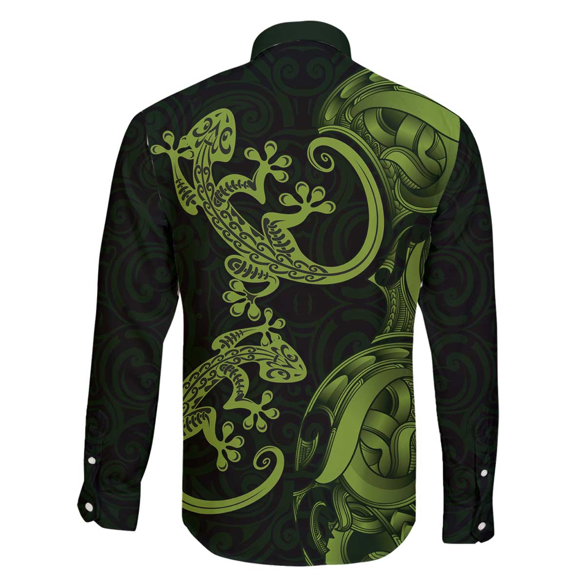 New Zealand Gecko Maori Art Tattoo Family Matching Off The Shoulder Long Sleeve Dress and Hawaiian Shirt