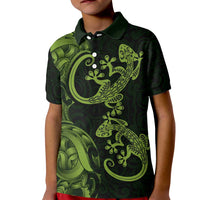 New Zealand Gecko Maori Art Tattoo Kid Polo Shirt LT03 Kid Green - Polynesian Pride