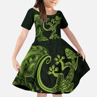 New Zealand Gecko Maori Art Tattoo Kid Short Sleeve Dress