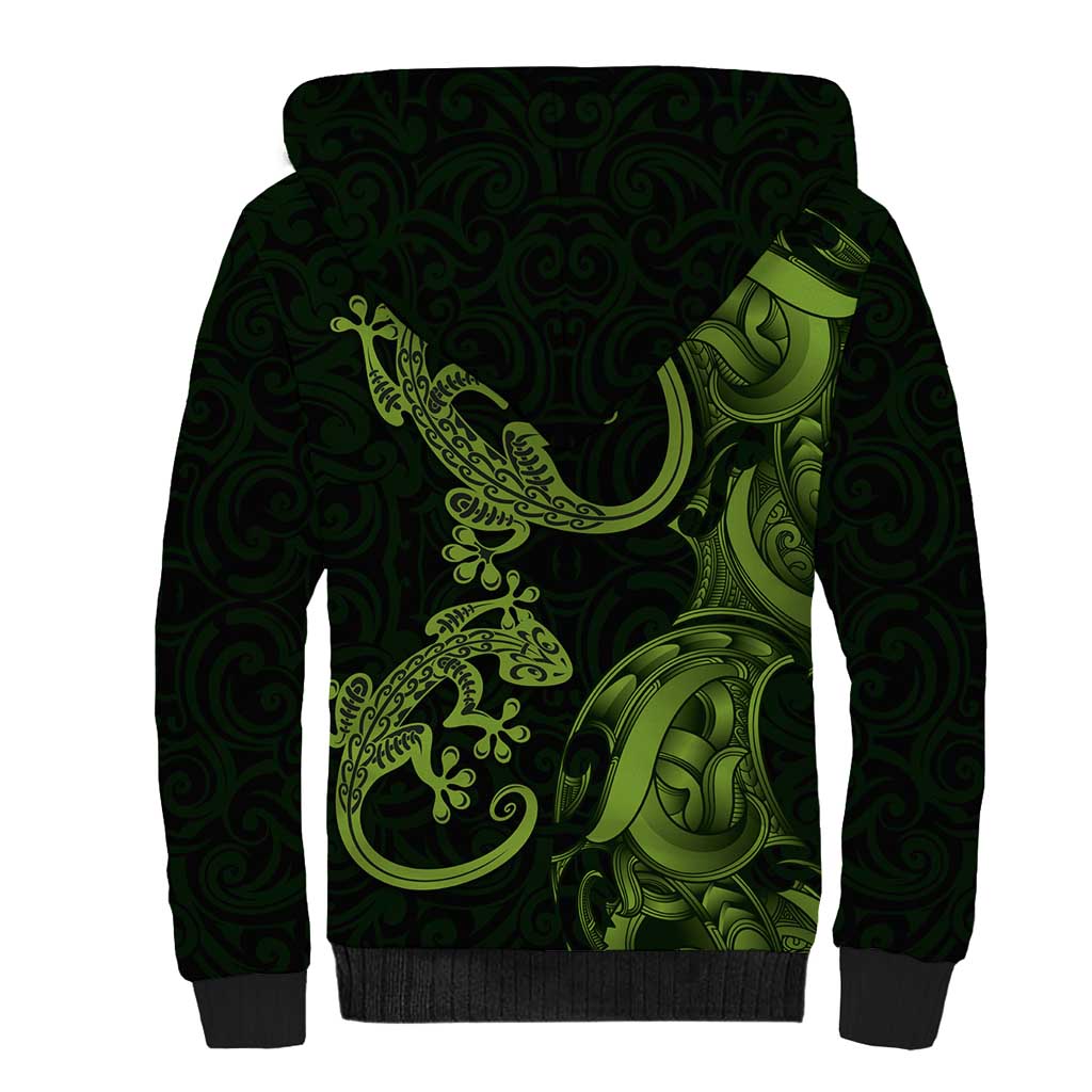 New Zealand Gecko Maori Art Tattoo Sherpa Hoodie