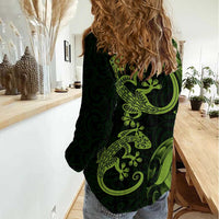 New Zealand Gecko Maori Art Tattoo Women Casual Shirt LT03 - Polynesian Pride