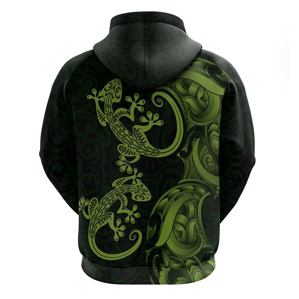 New Zealand Gecko Maori Art Tattoo Zip Hoodie