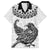 Custom New Zealand Family Matching Off Shoulder Maxi Dress and Hawaiian Shirt Tui Bird and Koru Circle Mix Silver Fern Pattern LT03 Dad's Shirt - Short Sleeve White - Polynesian Pride