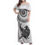 Custom New Zealand Family Matching Off Shoulder Maxi Dress and Hawaiian Shirt Tui Bird and Koru Circle Mix Silver Fern Pattern LT03 Mom's Dress White - Polynesian Pride