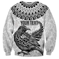 Custom New Zealand Sweatshirt Tui Bird and Koru Circle Mix Silver Fern Pattern LT03 - Polynesian Pride