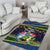 Funny Crocodile and Shark Solomon Islands Christmas Area Rug with National Seal Melanesian Pattern