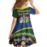Funny Crocodile and Shark Solomon Islands Christmas Family Matching Short Sleeve Bodycon Dress and Hawaiian Shirt with National Seal Melanesian Pattern LT03 - Polynesian Pride