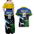 Custom Solomon Islands Rugby Couples Matching Off Shoulder Maxi Dress and Hawaiian Shirt Arty Shark and Crocodile Solomon Islands National Emblems