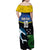 Custom Solomon Islands Rugby Family Matching Off Shoulder Maxi Dress and Hawaiian Shirt Arty Shark and Crocodile Solomon Islands National Emblems