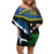 Custom Solomon Islands Rugby Family Matching Off Shoulder Short Dress and Hawaiian Shirt Arty Shark and Crocodile Solomon Islands National Emblems