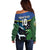 Custom Solomon Islands Rugby Off Shoulder Sweater Arty Shark and Crocodile Solomon Islands National Emblems