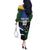 Custom Solomon Islands Rugby Off The Shoulder Long Sleeve Dress Arty Shark and Crocodile Solomon Islands National Emblems