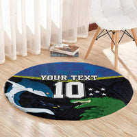 Custom Solomon Islands Rugby Round Carpet Arty Shark and Crocodile Solomon Islands National Emblems