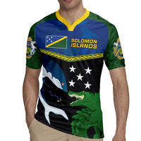 Custom Solomon Islands Rugby Rugby Jersey Arty Shark and Crocodile Solomon Islands National Emblems LT03 - Polynesian Pride