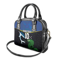 Custom Solomon Islands Rugby Shoulder Handbag Arty Shark and Crocodile Solomon Islands National Emblems
