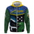 Custom Solomon Islands Rugby Zip Hoodie Arty Shark and Crocodile Solomon Islands National Emblems