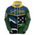 Custom Solomon Islands Rugby Zip Hoodie Arty Shark and Crocodile Solomon Islands National Emblems