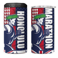 Honolulu Running 2024 4 in 1 Can Cooler Tumbler Marathon Competition Hula Runner and Kakau Art Tattoo
