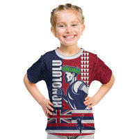 Honolulu Running 2024 Kid T Shirt Marathon Competition Hula Runner and Kakau Art Tattoo